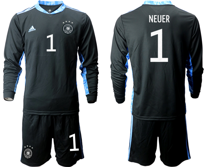 Men 2021 European Cup Germany black Long sleeve goalkeeper #1 Soccer Jersey